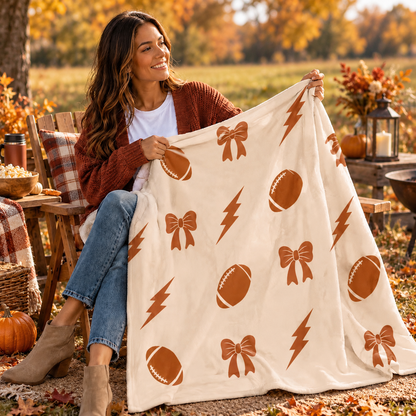 Football Blanket, Game Day Flannel Throw, Coquette Bow Football Blanket, Sports Fan Gift, Football Mom Gift, Cozy Stadium Throw ae4f0490-4f74-4e9e-8408-04276115adb5-7019e0f4-ca69-4dcc-9a5d-bcdb8aa73deb.png
