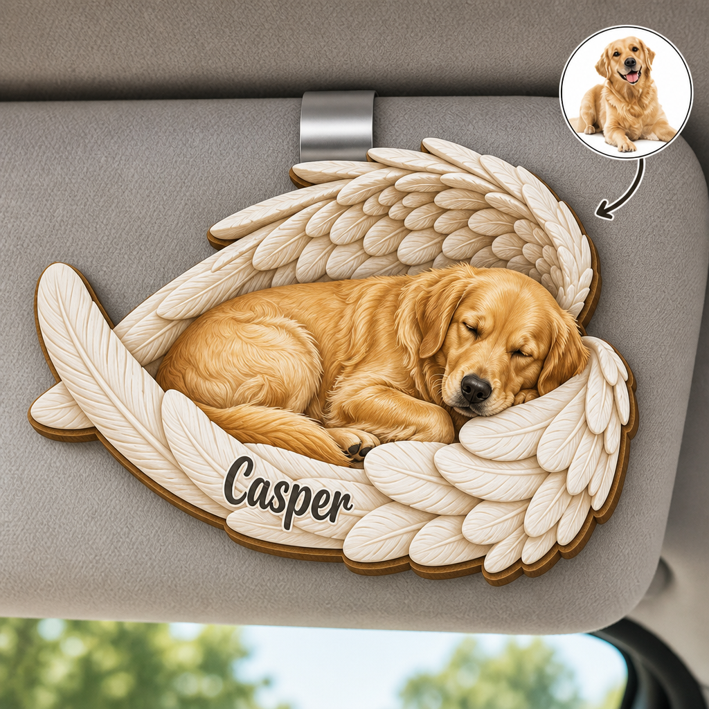 Angel Wings Pet Memorial Car Visor Clip – Photo-to-Art + Name - Personalized Wooden Car Visor Clip 2 Layer ae520a22-a8c8-4242-a6e1-22374ae7de29.png