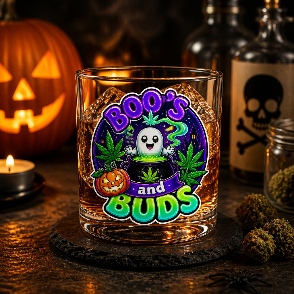 Boo's and Buds Halloween Whiskey Glass - Whiskey Glass ae8608e4-25c4-450b-8713-9e4a603355ce.jpg