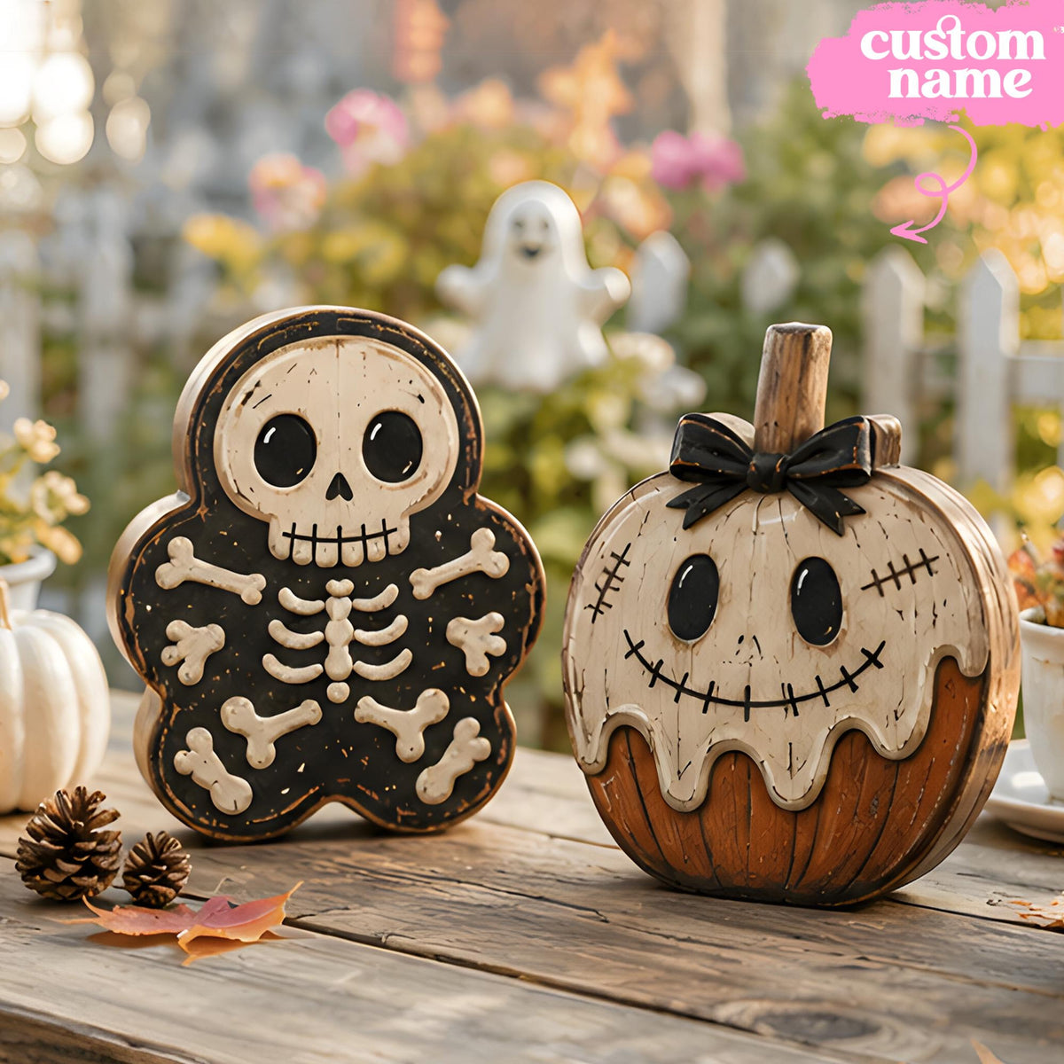 Personalized Halloween Wooden Block Decor, Cute Ghost Cat Pumpkin Skeleton and Owl Tabletop Signs, Custom Name Spooky Fall Home Decorations ae8abb1d-8fe7-42de-ae19-235e79315ee7-5.jpg