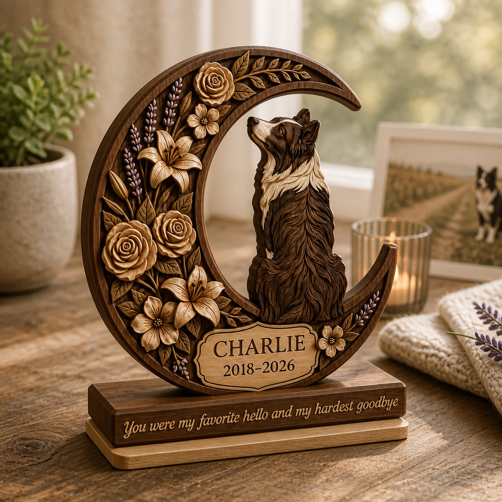 Starry Laurel Pet Memorial Wooden Stand — Name & Years - Personalized Wooden custom shape Standing 2 layer (5mm) ae8b9c82-3138-4744-827f-7cf0323c4514.jpg