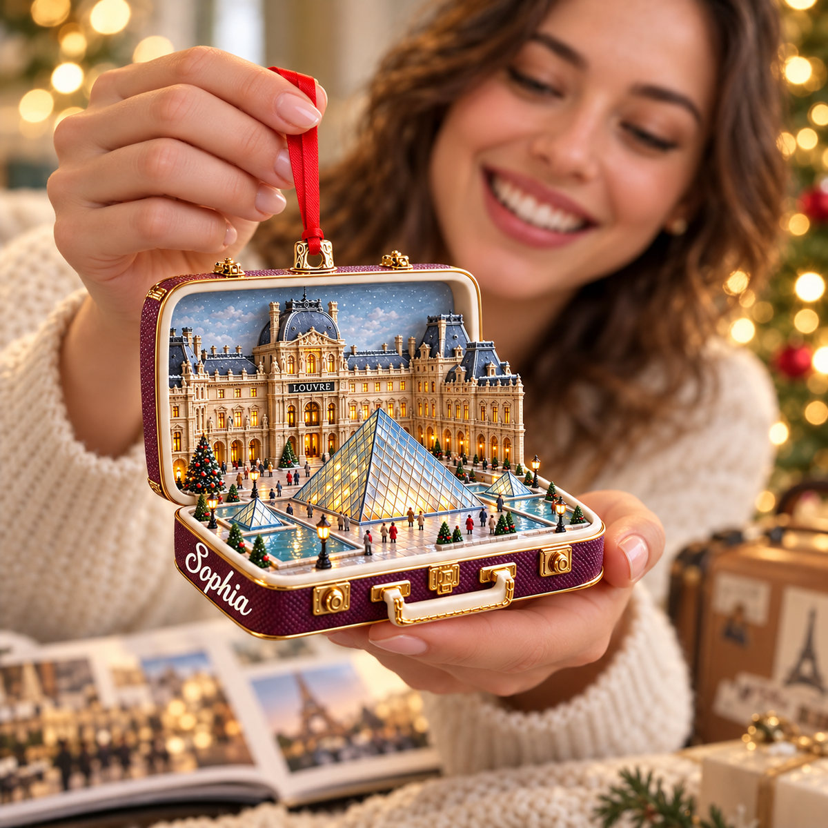 Personalized Louvre Pyramid Suitcase Christmas Ornament – Paris Travel Souvenir & Gift for Paris Lovers aea68c33-4b29-4ce5-8139-a85816e6cdea-Joyful-Louvre-Keepsake-Moment-4.png