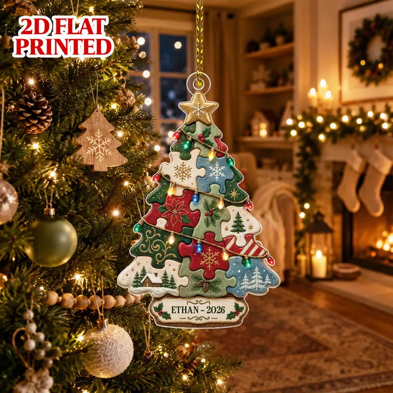 Personalized Puzzle Christmas Tree Ornament, Custom Name Holiday Keepsake, Puzzle Lover Christmas Gift, 2D Flat Printed aed885cb-8487-4afb-964f-57b8af6e9ae2-ghf-4-.webp