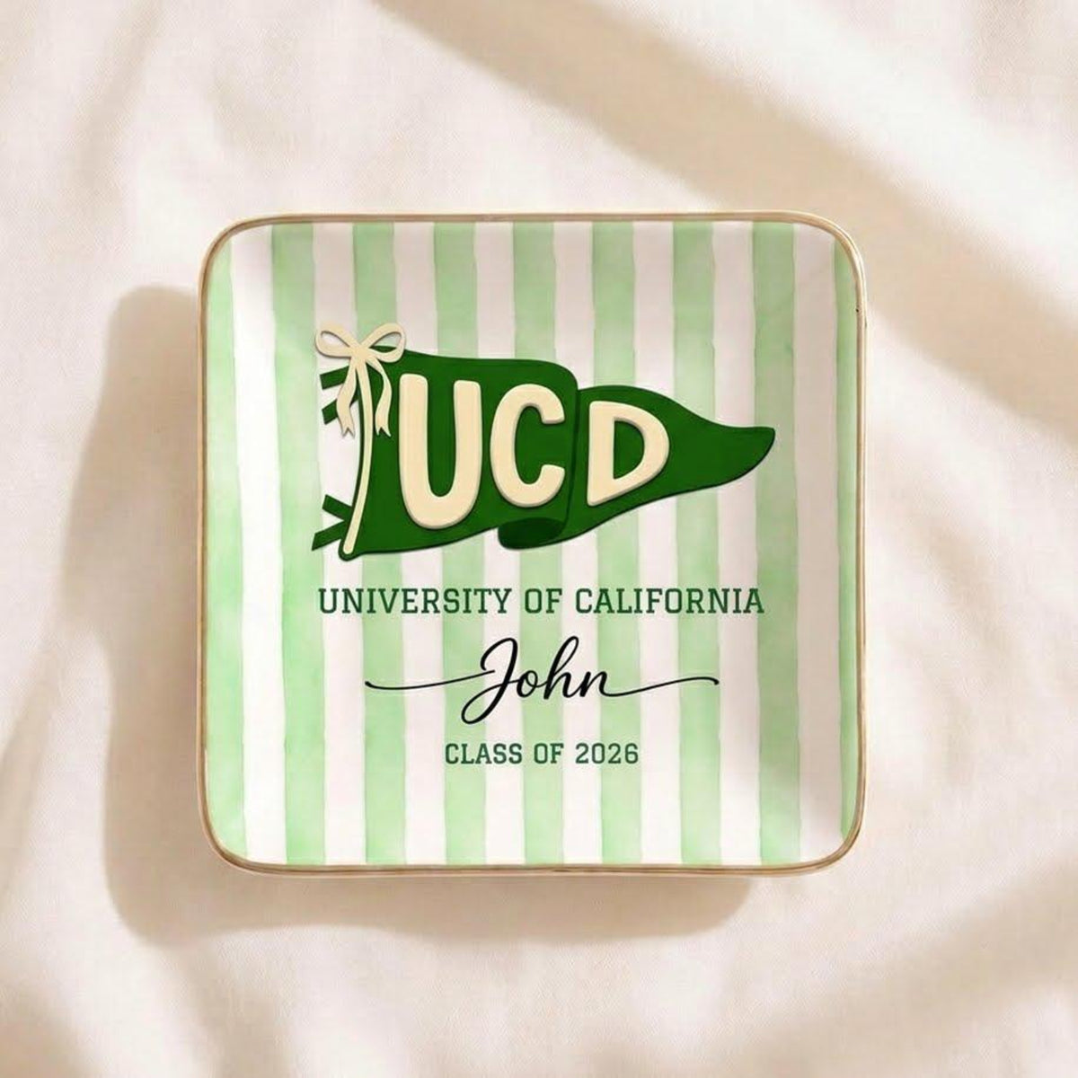 Personalized School Pennant Flag Ring Dish, Custom Graduation Jewelry Dish, College University Graduation, Class of 2026, Gifts For Her aef45ad9-c582-4c10-b372-64fa970a5f83-10.jpg
