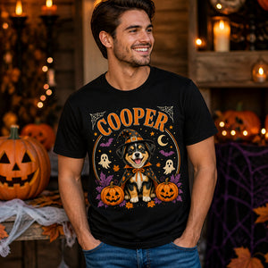 Halloween Witch Pup Personalized Name Tee - Personalized T-shirt aef74712-da8a-4f4a-aa58-d3d8c5a82fae.jpg