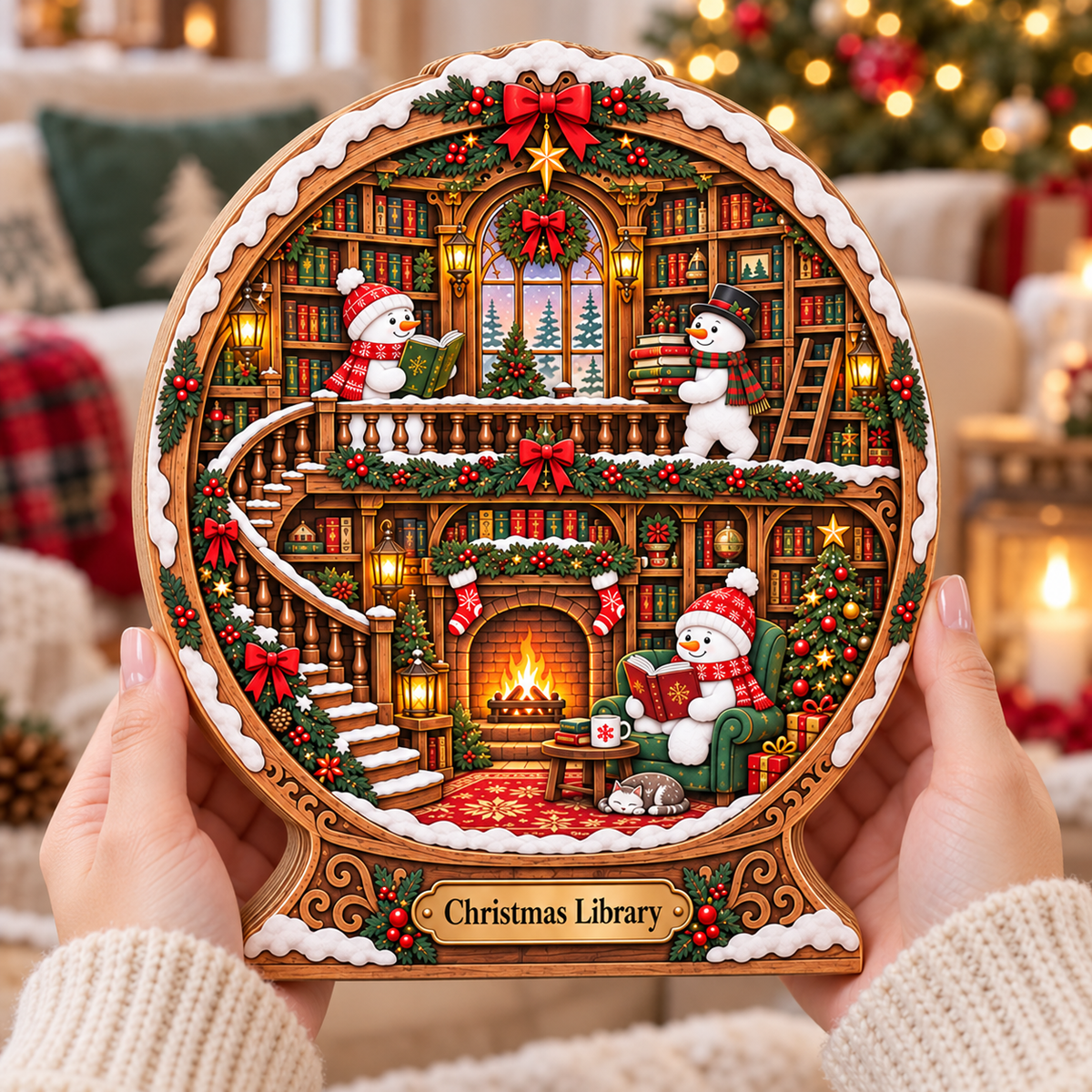 Snowman Library Snow Globe Wooden Block, Cozy Winter Christmas Decor, Book Lover Shelf Sign, Reading Lover Gift, Bookish Christmas Gift af11fc14-ed15-44a7-a178-7fa038e1379d-213eca15-a5c5-4a1e-a20f-3cda345b4528.png