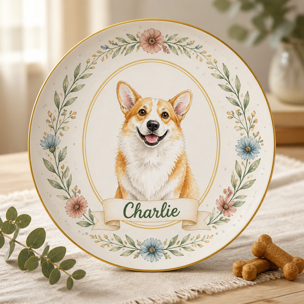 Custom Pet Portrait Plate with Name – Botanical Cameo Border - Personalized Personalized Ceramic Plate af15a57b-7a58-433e-9bf0-81973c7405cb.png