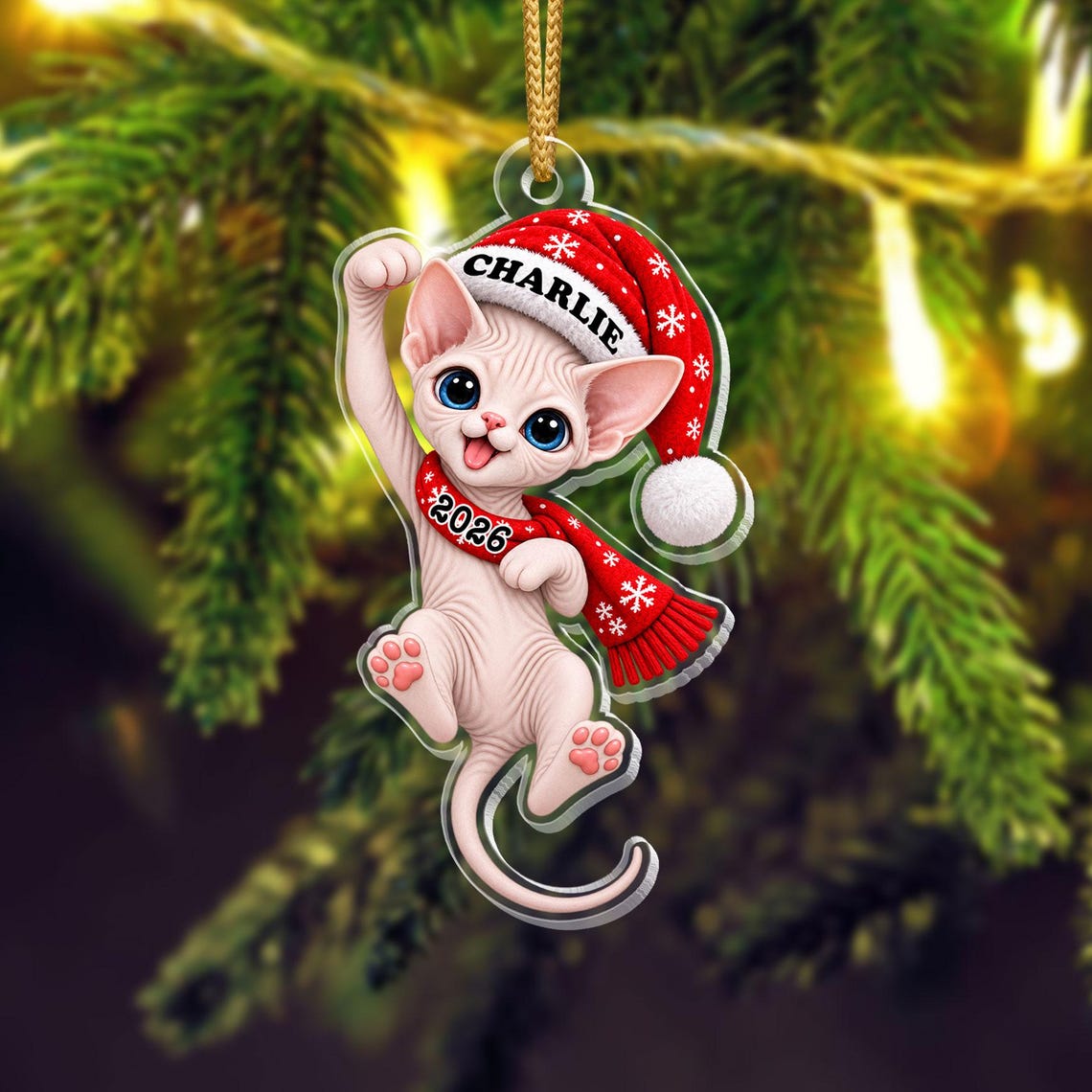 Personalized Acrylic Cat Ornament, Custom Name & Year, Santa Kitten Christmas Gift af1770ef-9f42-43f6-98c2-ffe437404ae2-7.jpg