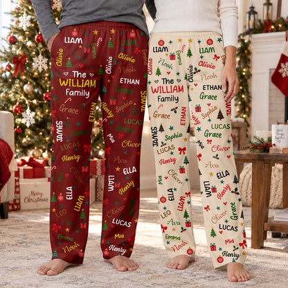 Personalized Family Christmas Pajama Pants, Custom Names, Festive Holiday Lounge Wear af2b893f-ca2a-4744-a789-fb0e0a0ca1df-2.jpg