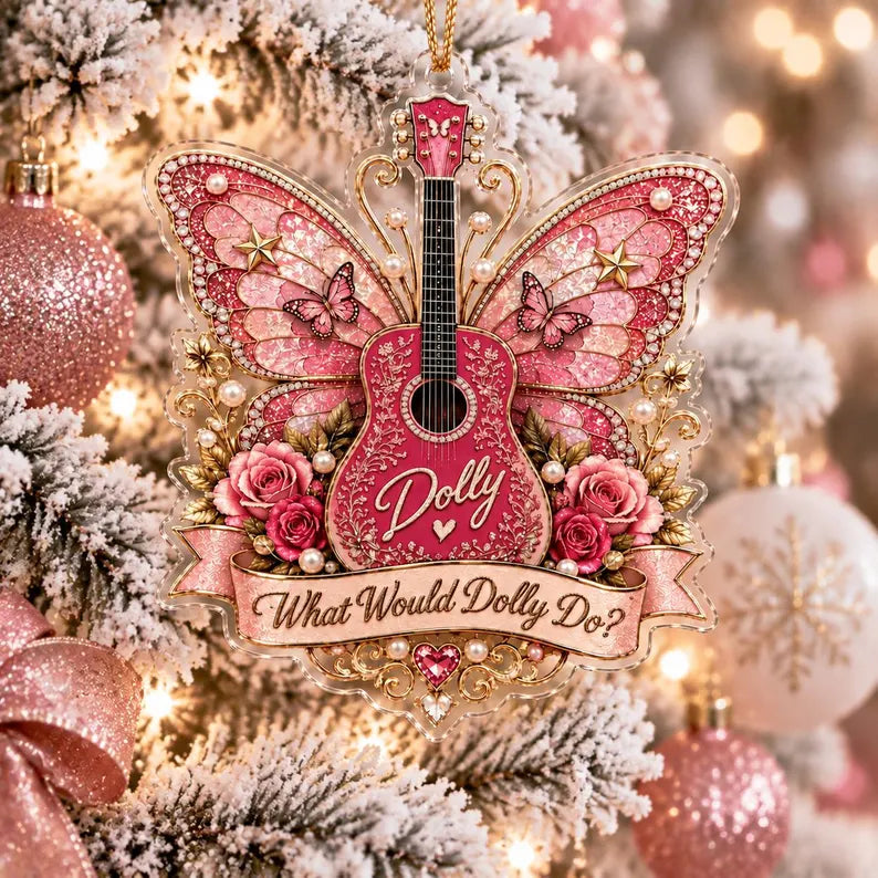 Dolly Parton Guitar Ornament, What Would Dolly Do Christmas Decor, Butterfly Guitar Design, Music Lover Christmas Gift, Holiday Collectible af2d74c6-7448-41ce-b30a-d886d5922f96-fdhb-2-.webp