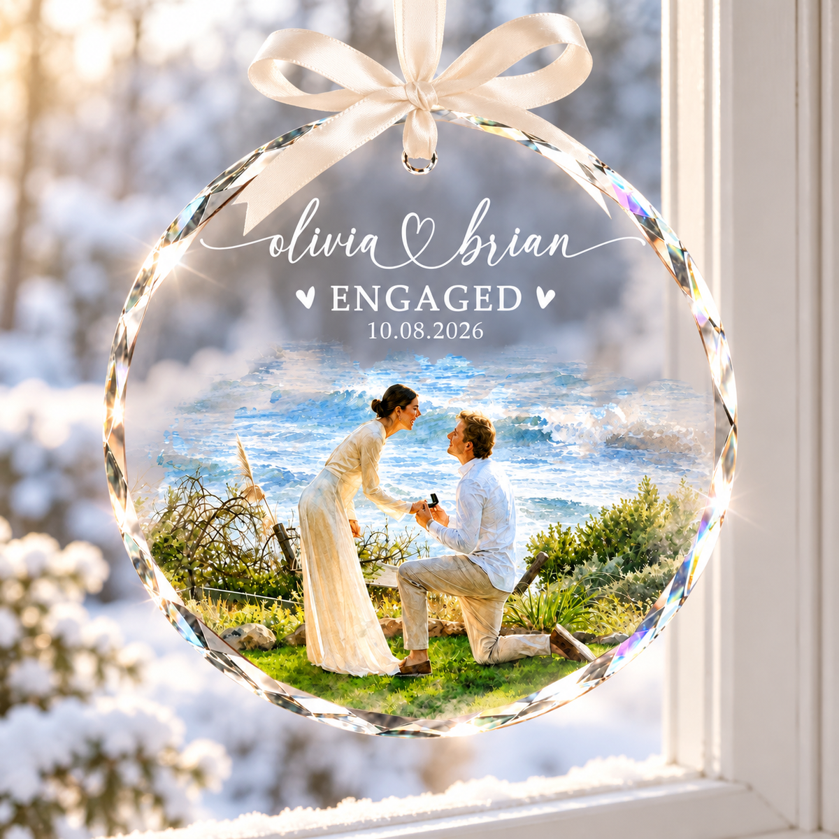 Custom Engagement Photo Ornament, Personalized Watercolor Couple Portrait Ornament, First Christmas Engaged Keepsake, Newlywed Gift af37e936-f626-4414-a397-565d5bb5f9bd-banner-1.png