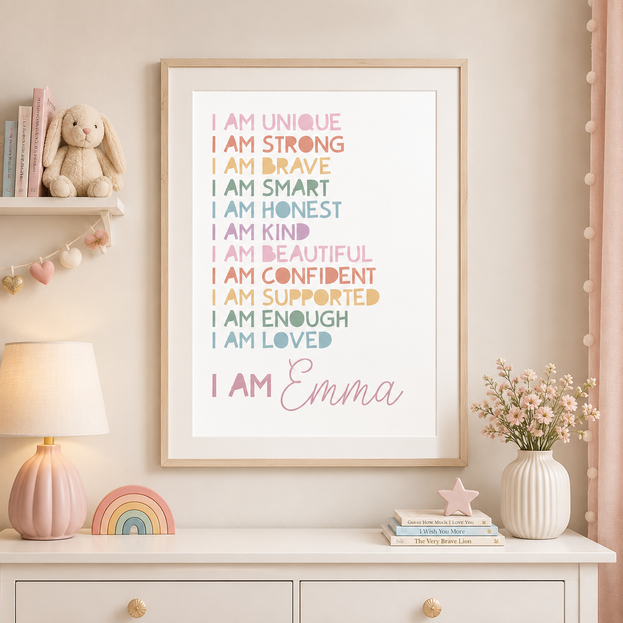 Girls Personalised Affirmation Print, Girls Bedroom Decor, Pastel Colours, Rainbow Wall Art, Positive Prints, Girls Nursery, Playroom Decor af51770f-154a-4de0-8bbf-cda9122bc622-a1cf0717-9b02-4b15-bdd0-cfc84b065ce5.png