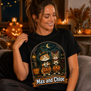 Personalized Halloween Pet Cartoon T‑Shirt – Your Cats in Costume - Personalized T-shirt af613737-4b1e-485e-9f2d-fc71cafc16fd.jpg