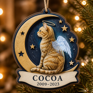 Angel Cat Memorial – Layered Wood Ornament with Name & Years - Personalized 3-Layered Wood Ornament af66eecc-3d17-47f6-8ef9-a5a8f6a1d16c.png