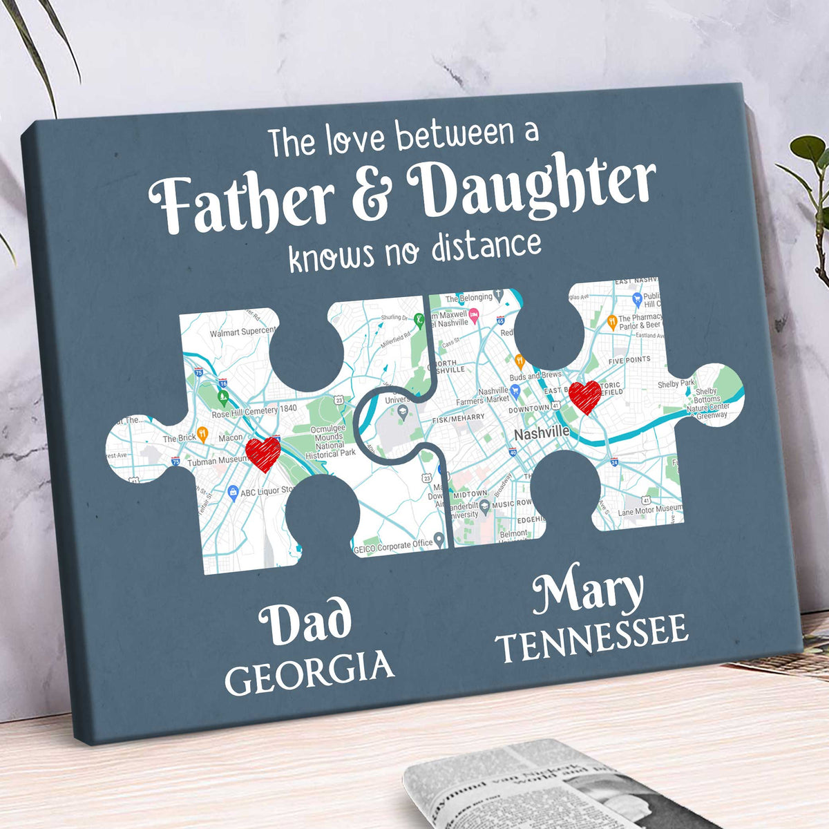 Personalized Long Distance Father and Daughter Gift, Father s Day Gift for Dad From Daughter, Daughter Moving Out Gift