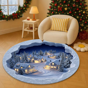 3D Snow Village Round Rug, Winter Scene Carpet for Living Room, Christmas Home Decor Cozy Holiday Floor Mat af8bc6a3-d676-4337-be88-80bf7a18ba84-2.jpg