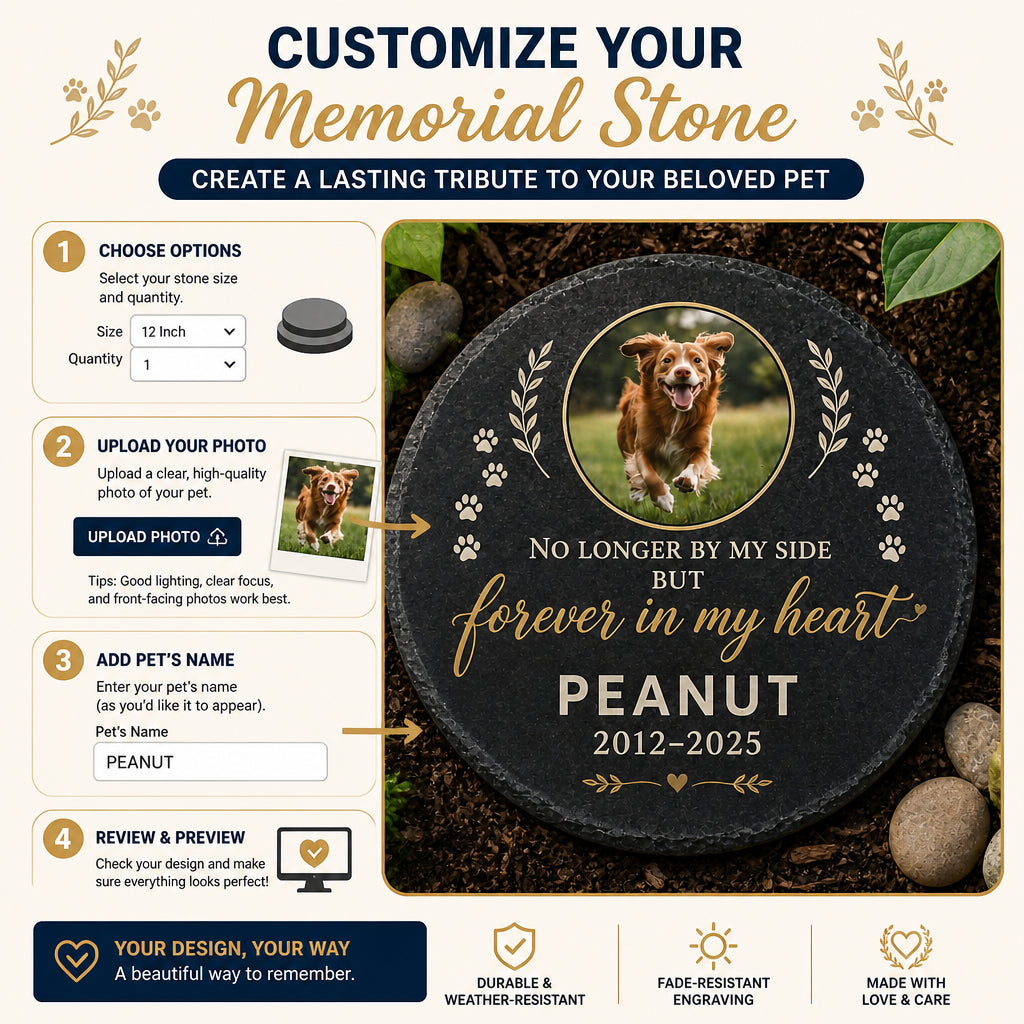 Pet Memorial Stone – No longer by my side (Photo + Name + Years) - Personalized Memorial Stone af9df6d1-8532-4e5b-b63f-05bc1fa7ab75.jpg