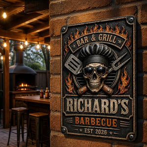 Personalized Bar & Grill Metal Sign – Skull Chef BBQ with Custom Name & Est. Year - Personalized Metal Sign afbba6eb-26c1-4ad3-8131-4e83f125fd44.jpg