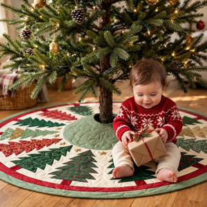 Christmas Tree Quilted Tree Skirt, Patchwork Christmas Tree Skirt, Red Green Holiday Tree Base Cover, Traditional Xmas Decor, Family Gift afe61a09-25af-434f-99b0-5efefbcb9505-4.png