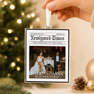 Personalized Wedding Photo Newspaper Ornament: Newlywed Times Ornament, Just Married Ornament, 2026 First Anniversary Gift for Couple afec7acf-3595-4b1a-a0ab-d2ca65651627-fdsfgsdgdfg.jpg