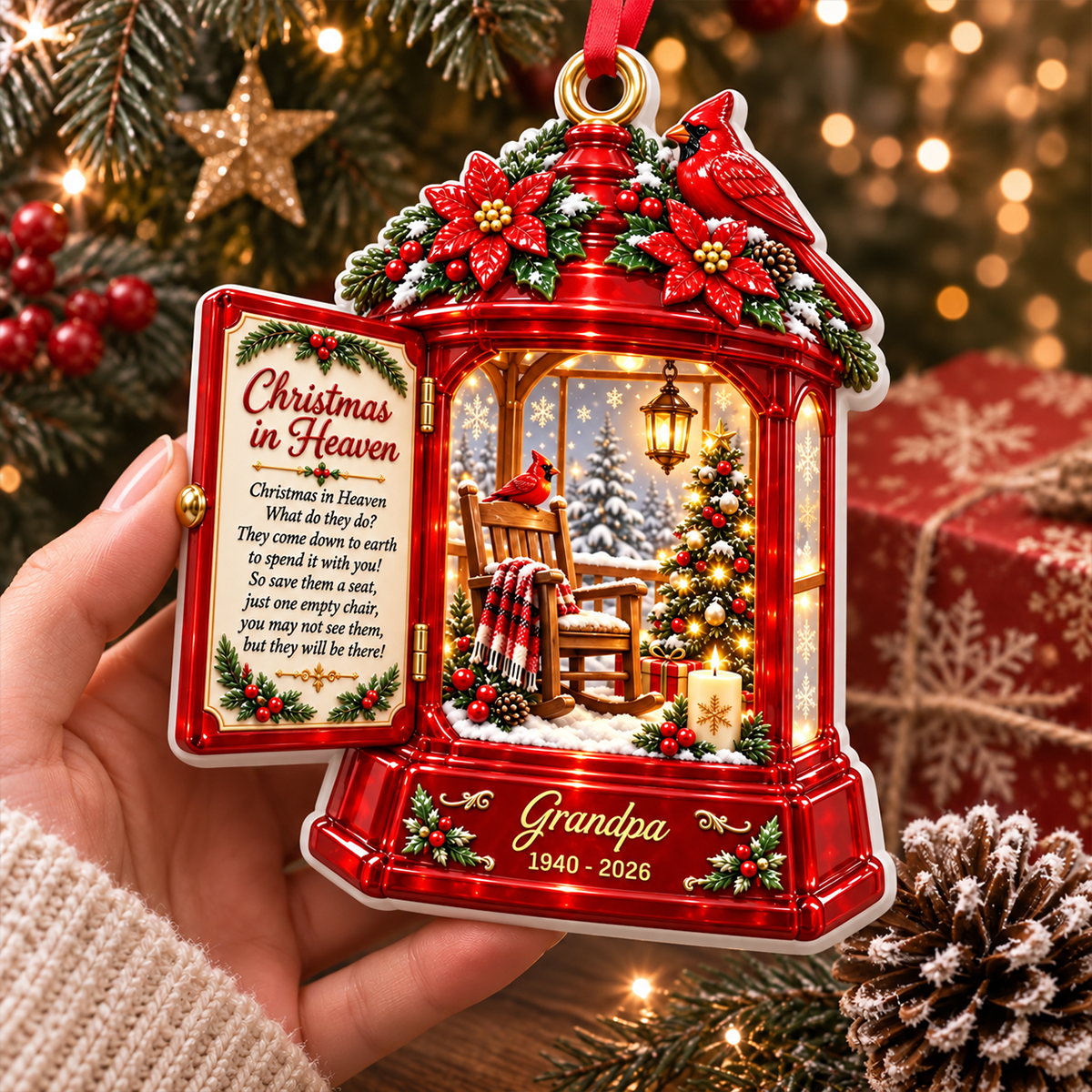Christmas In Heaven Memorial Cardinal - Custom Christmas Ornament - Real 3D Raised Ornament Memorial Keepsake For Family aff6703b-07a3-418d-82e1-68af591a9389-4.png