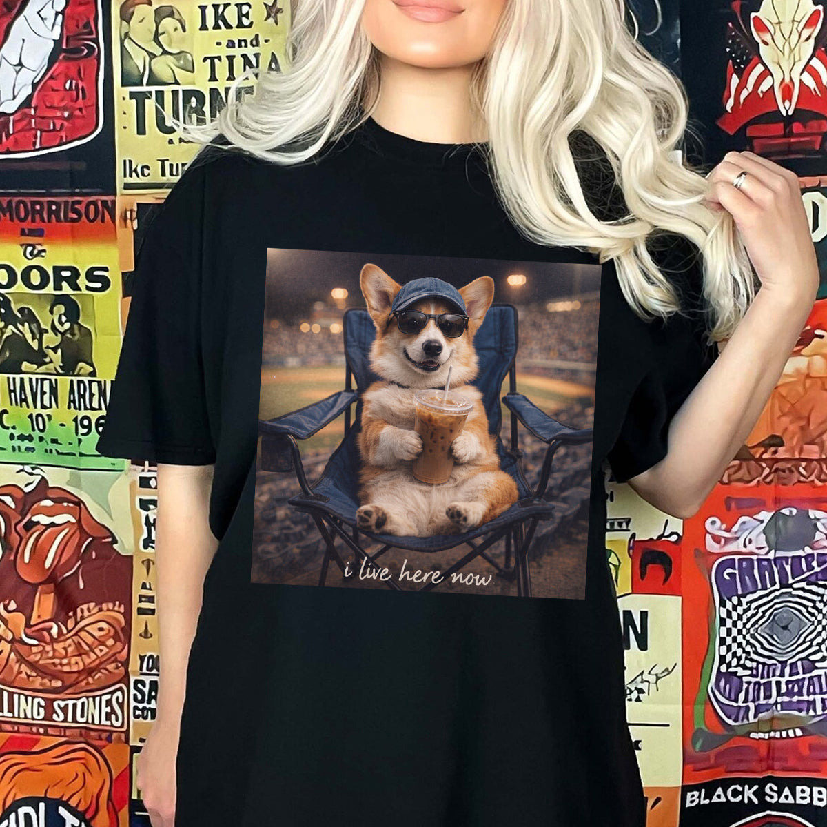 Funny I Live here Now baseball Shirt Funny Dog Art Funny Animal Shirt , Coffee Lover Gift, Dog Lovers Gift , Dog Mom Gift Dog Dad Gift