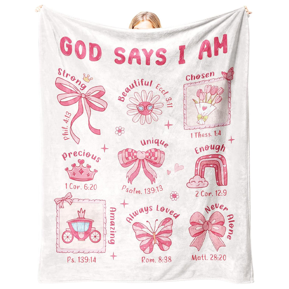 Baptism Gifts for Girl Christening, Christian Gifts for Girls, Flannel Soft Girl Blanket Decor, Christian Gift for Women on Birthday Christmas, Bible Verse Scripture Prayer Blanket