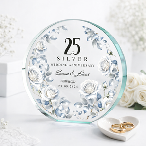 Personalised 25th Wedding Anniversary Gift | Silver Anniversary Plaque | Anniversary Keepsake Gift for Husband, Wife, Parents
