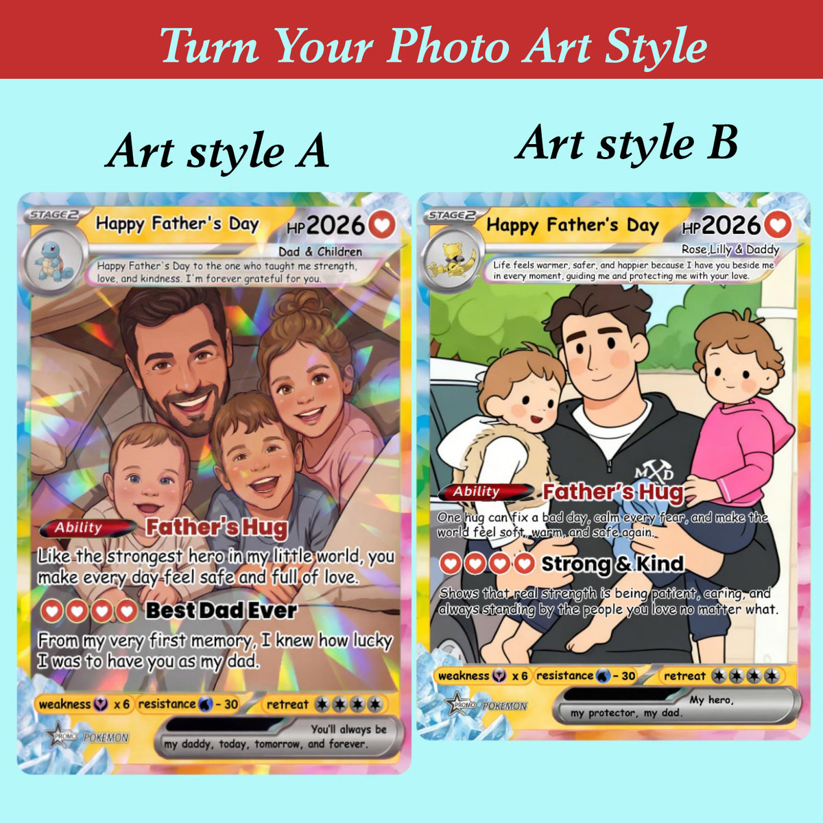 Personalized Poke Card From Photo to Holo Card, Father s Day Gift for Dad, Grandfather , Husband, Anniversary Gift