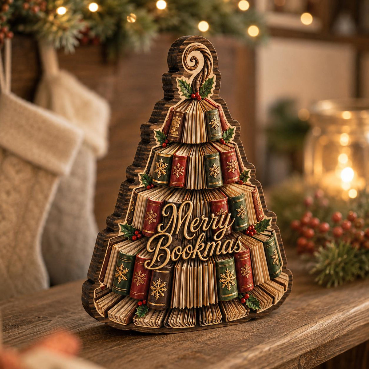 Wooden Book Christmas Tree Block, Merry Bookmas Holiday Decor, Book Lover Christmas Gift, Festive Library Shelf Tabletop Sign b000a937-827a-4957-93d7-d2d31c64dcf0-4.jpg