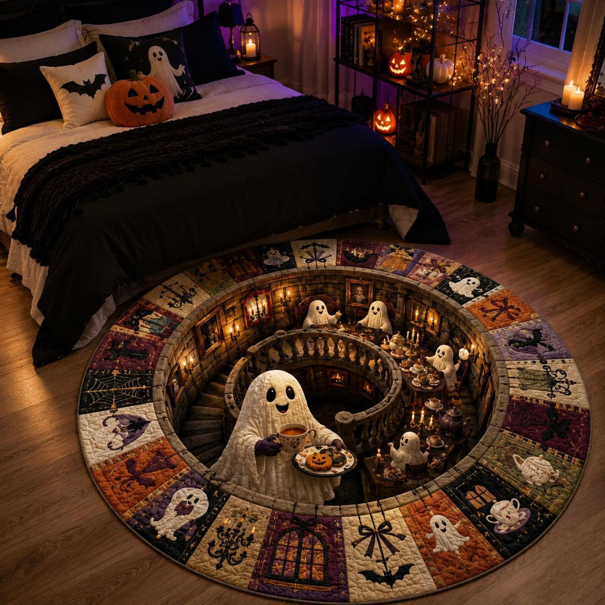 Ghost Halloween Round Rug, 3D Illusion Haunted House Rug, Cute Spooky Ghost Floor Mat, Halloween Kids Room Decor, Ghost Lover Gift b00e836f-2fe9-46ea-9458-89045e9bc75d-2.jpg