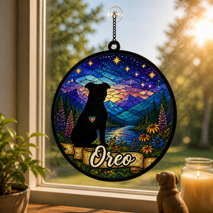 Personalized Dog Silhouette Stained-Glass Suncatcher (Pet Name) - Personalized Suncatcher Ornament b0105507-004c-4ab0-9268-8db591a3f2d7.jpg