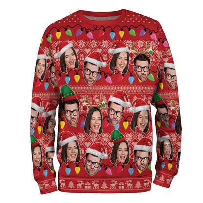 Personalized Face Pattern Ugly Christmas Sweater | Custom Festive Red Holiday Sweatshirt b013af2b-ee4b-4d9e-9ab3-02cc891a202f-2.jpg