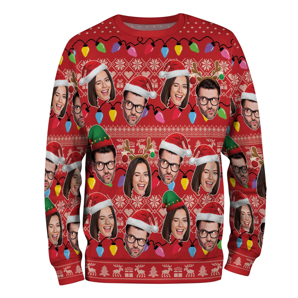 Personalized Face Pattern Ugly Christmas Sweater | Custom Festive Red Holiday Sweatshirt b013af2b-ee4b-4d9e-9ab3-02cc891a202f-2.jpg