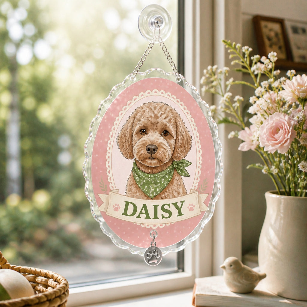 Photo-to-Watercolor Pet Name Toiletry Bag - Personalized 1 Layered Suncatcher with Charm b01a1b6c-dea7-42d0-a206-fb2e994dc857.jpg