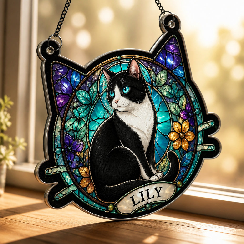 Custom Cat Stained-Glass Suncatcher – Pet Name - Personalized Suncatcher Ornament b02688b4-0ccd-481f-adbc-22137df3f582.jpg