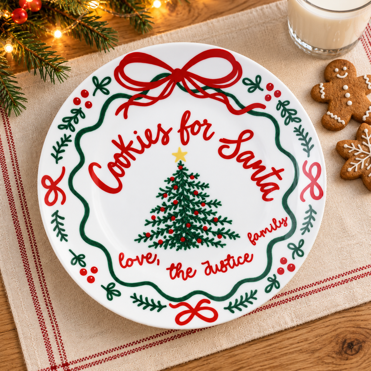 Custom Cookies For Santa Plate, Christmas Tradition, Ribbon & Holly, Housewarming Family Christmas Gift b02b6f24-6ffe-421f-b9d5-c2f94a6a7ba5-3.png