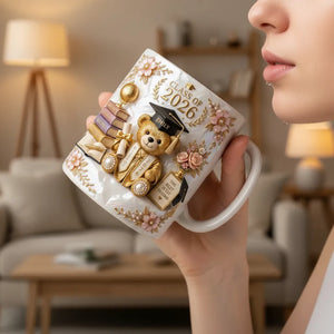 Class of 2026 Teddy Bear Graduation Mug - Personalized Mug, Gift For Her, Him