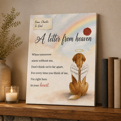 Pet Memorial Canvas - A Letter From Heaven (Custom From/To) - Personalized Canvas b05754cb-7311-4231-8e5b-4a28facd7f91.jpg