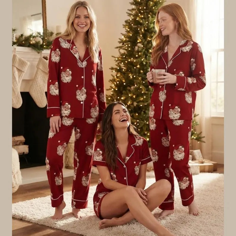 Vintage Santa Christmas Pajamas Matching Family Pajama Set Red Holiday Sleepwear Retro Santa Claus Matching Pjs Christmas Eve Loungewear b058c3b1-0ff0-4219-ac9f-fef11c5ef131-dfdgf-1-.webp