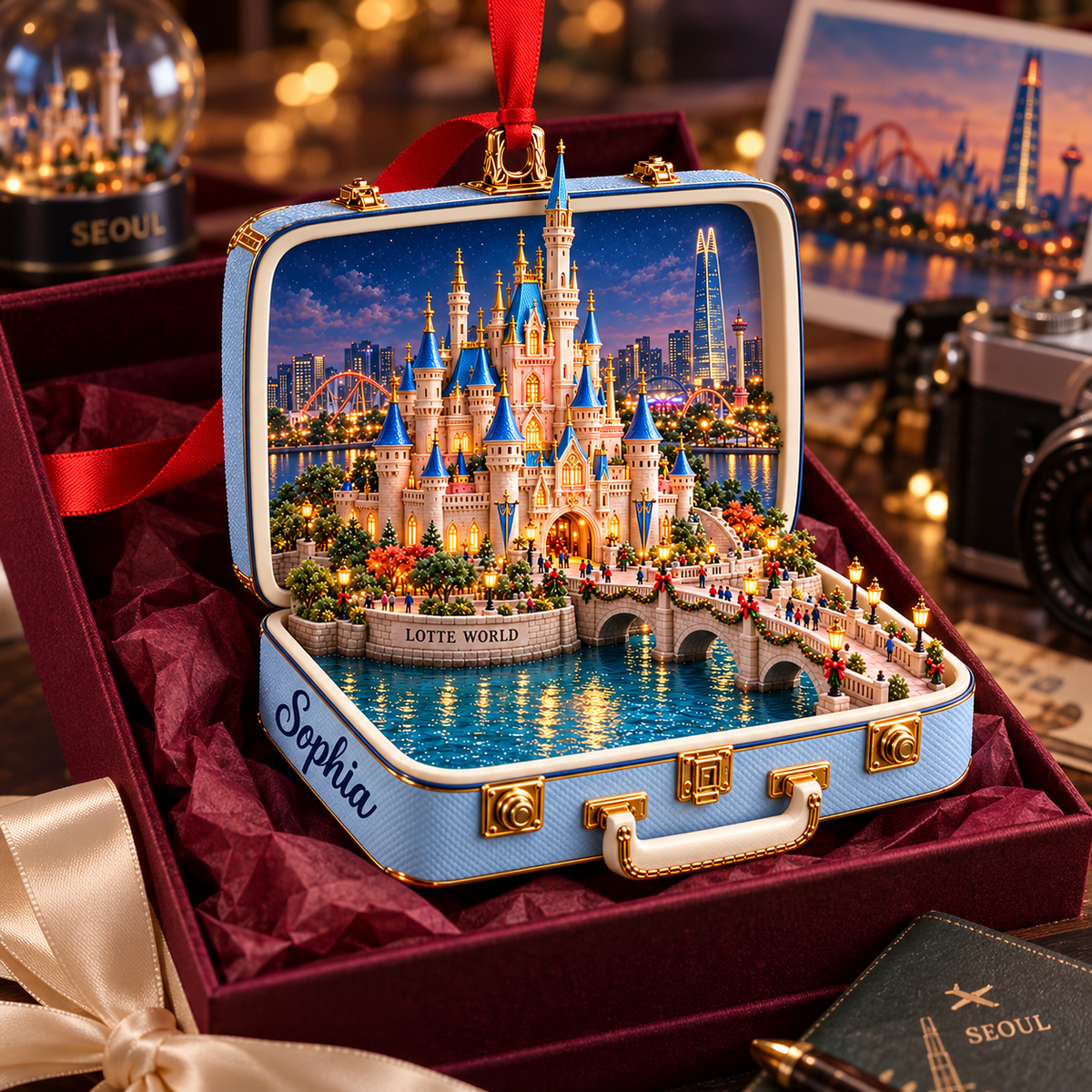Personalized 3D Lotte World Castle Suitcase Christmas Ornament – Seoul South Korea Travel Souvenir & Gift for Seoul Lovers b0606234-249a-443c-9c8d-70f249a25651-Lotte-World-Castle-Suitcase-Ornament-3.png