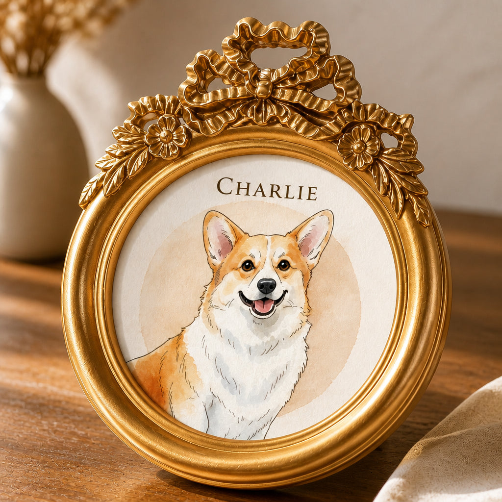 Custom Pet Portrait Picture Frame – Watercolor Illustration with Name - Personalized Picture Frame b0640be9-6932-4d96-96eb-b7e92c97ec57.jpg
