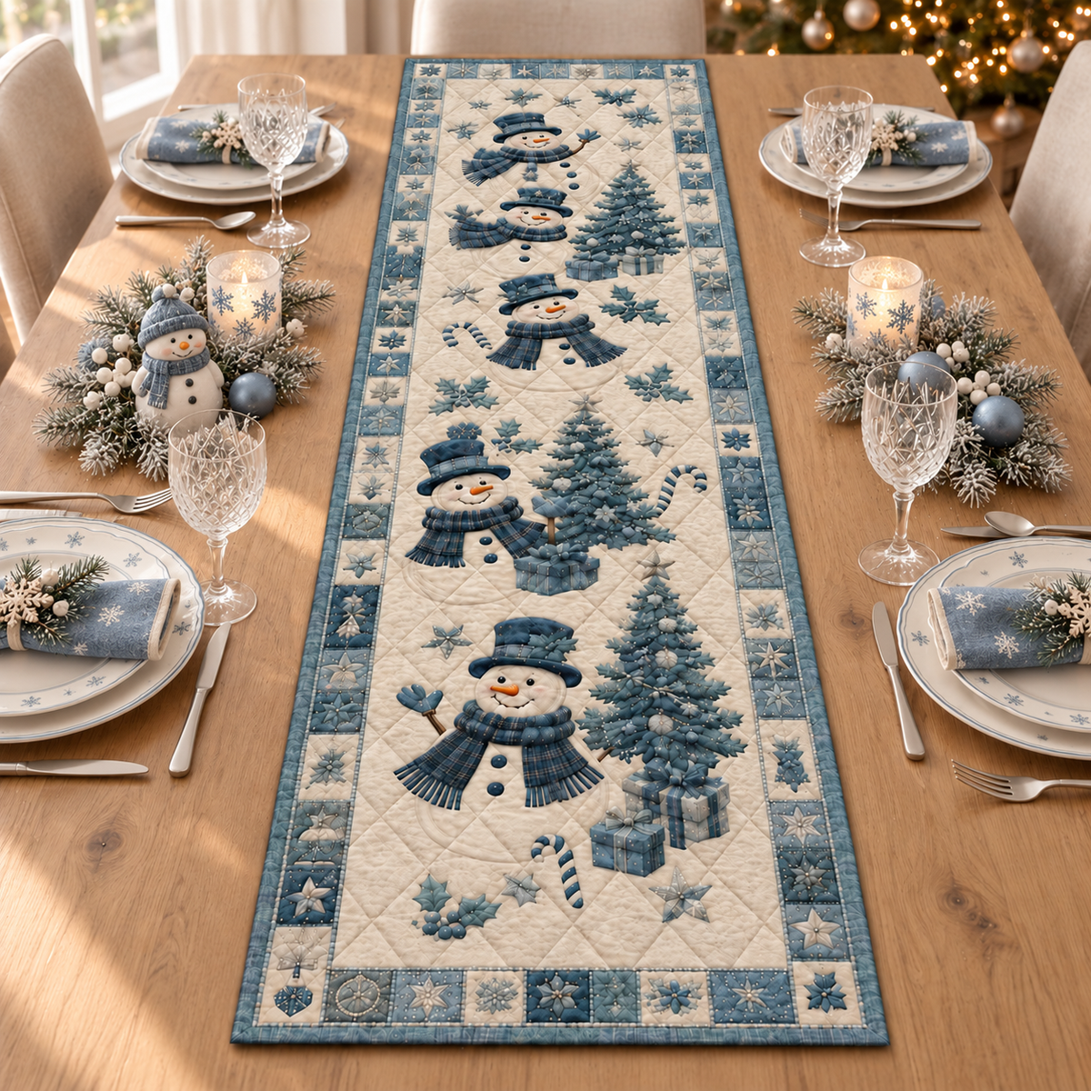 Snowman Quilted Christmas Table Runner, Blue Snowflake & Christmas Tree Design, Cozy Farmhouse Winter Dining Decor b08908d8-7be3-4af8-ac5b-eb0812b81636-B-n-n-m-a-ng-xanh-b-i.png