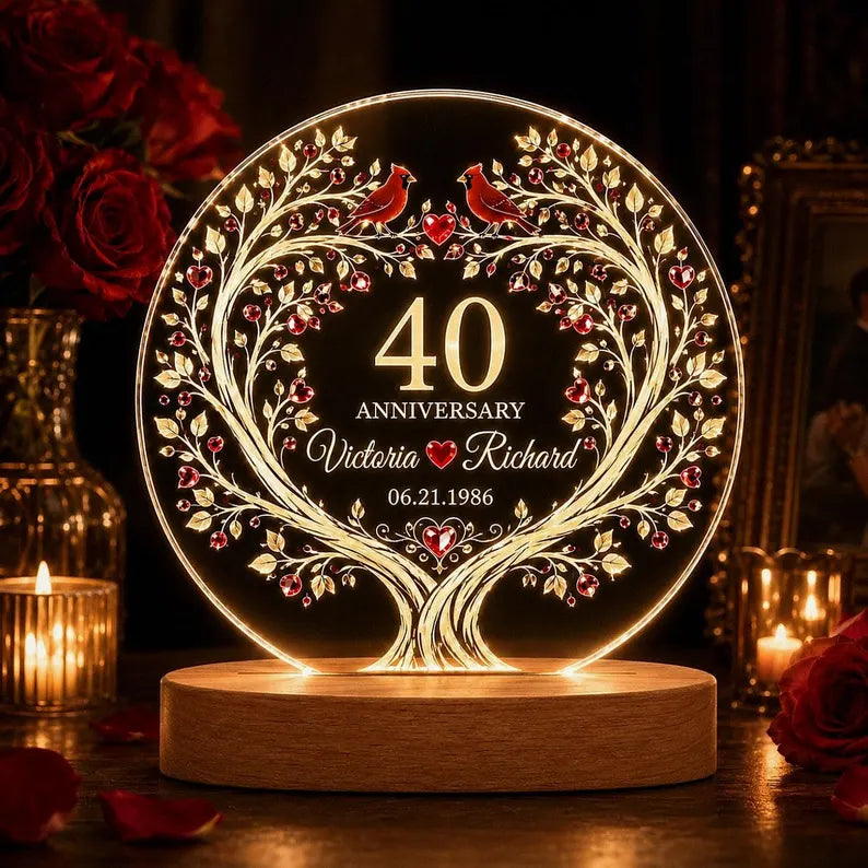 Personalized 40th Anniversary Night Light, Custom Ruby Anniversary Acrylic Plaque, 40 Years Married Gift for Parents & Couple b094188d-ba58-4e46-b492-af687dfaca8f-rrrer-1-.webp