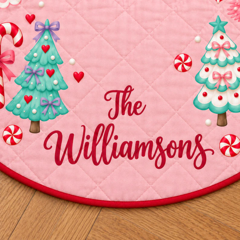 Custom Christmas Pinky Tree Skirt With Your Family Name, Gift For Family b09cfa7b-a8c6-41fc-b05c-2b1e6c5c39cf-il_794xN.8565905695_pzvf.webp