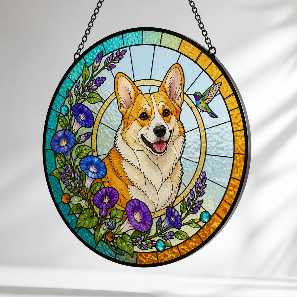 Custom Stained‑Glass Pet Suncatcher – Floral Wreath Edition - Personalized Suncatcher Stained Glass b0b3594f-f02b-4a9c-a2b8-9016d0d24e2a.jpg