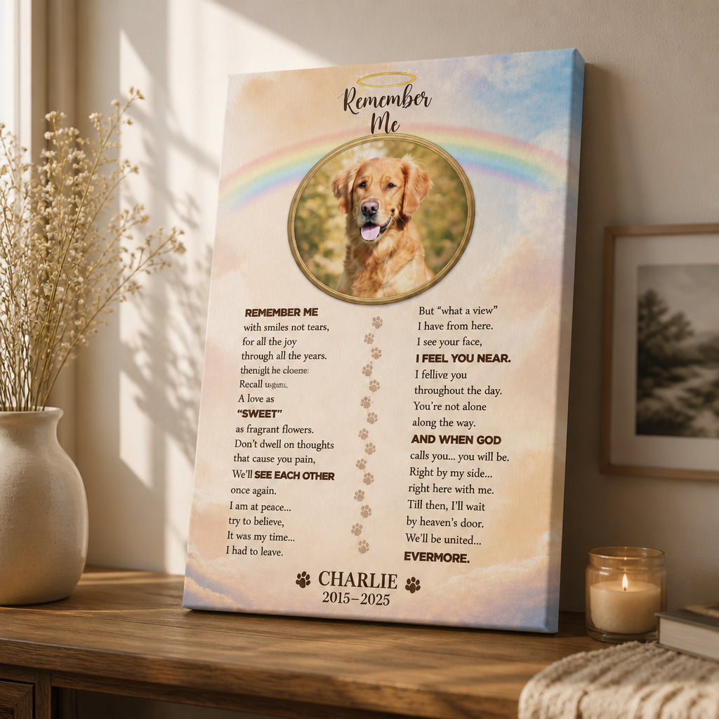 Pet Memorial Canvas – Remember Me Poem with Photo, Name & Years - Personalized Canvas b0c29416-bcf1-4cd8-bd5b-33b2a44a15dc.jpg