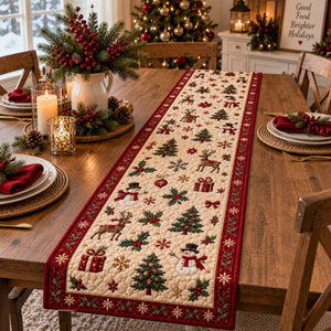 Christmas Quilt-Style Table Runner, Festive Snowman Reindeer Farmhouse Decor b0cd1132-b16d-4848-9de8-c2a207bf6ed1-3.jpg