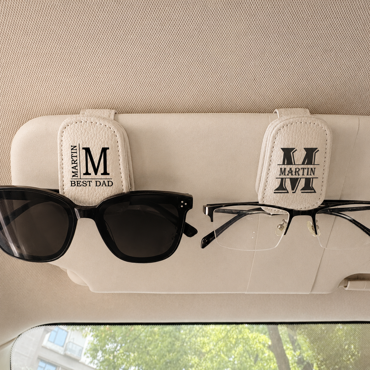 Custom Car Visor Sunglasses Holder, Personalized PU Leather Magnetic Glasses Clip,Car Decoration Gifts
