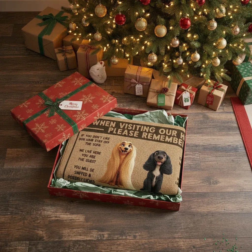 3D Effect Cartoon Dogs When Visiting My House Please Remember Personalized Doormat